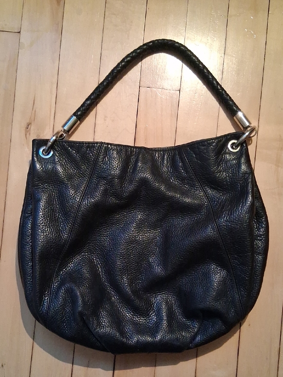 Danier Handbags - Danier Black Braided-Handle Leather Shoulder Bag